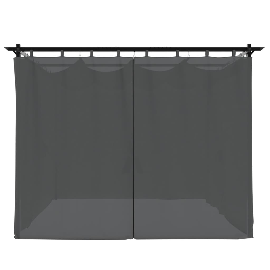 vidaXL Altana ogrodowa z zasłonami, antracytowa, 3x3 m, stal