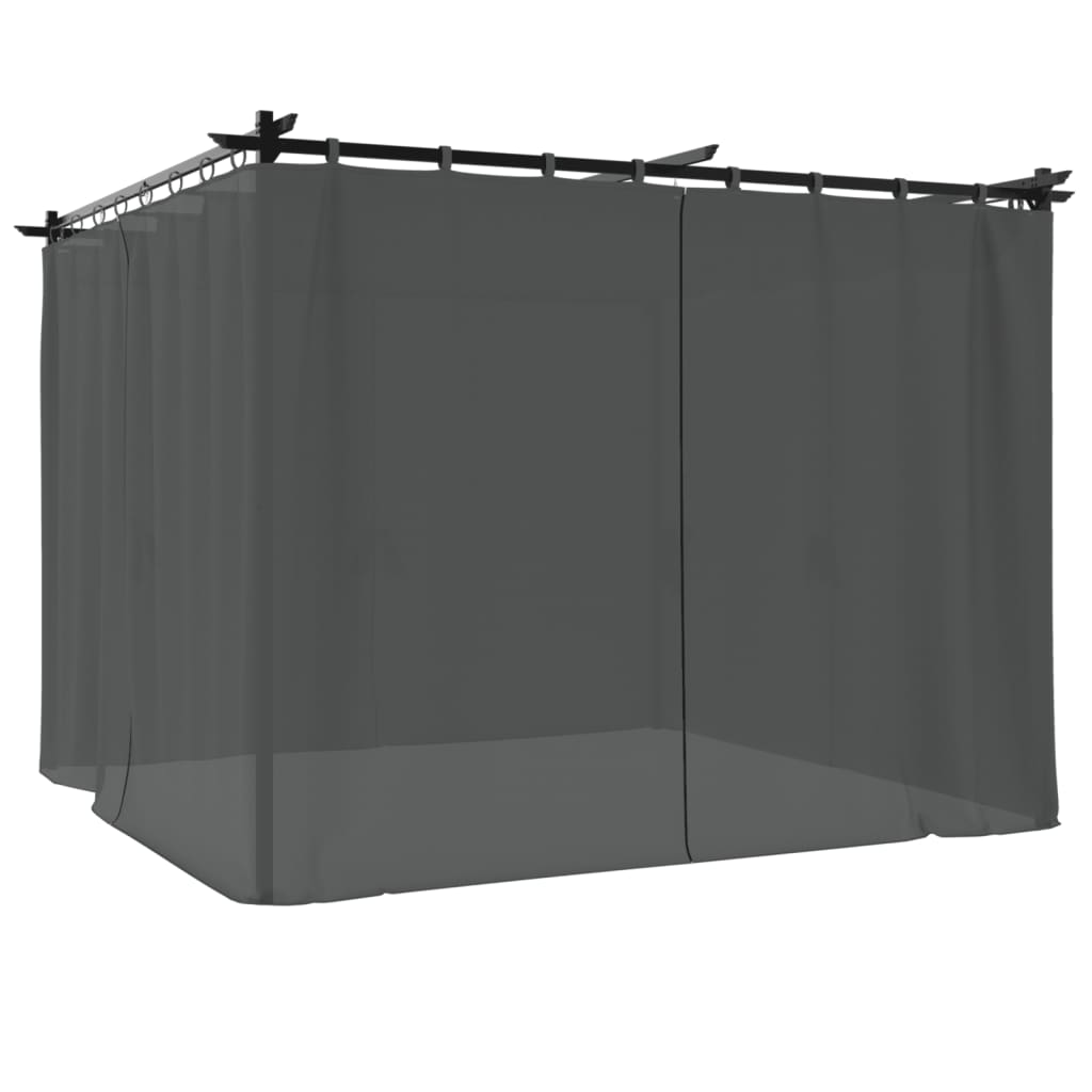 vidaXL Altana ogrodowa z zasłonami, antracytowa, 3x3 m, stal