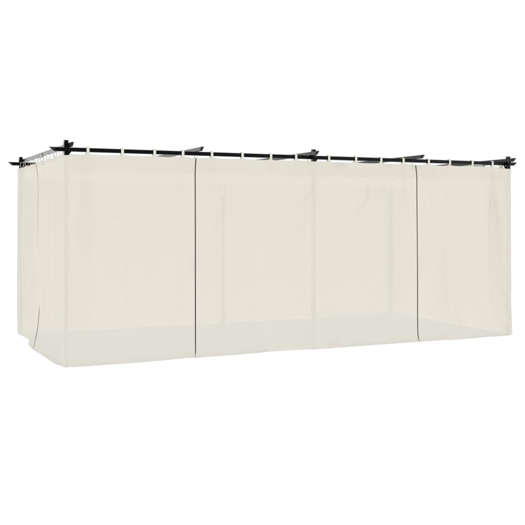 vidaXL Altana ogrodowa z zasłonami, kremowa, 6x3 m, stal