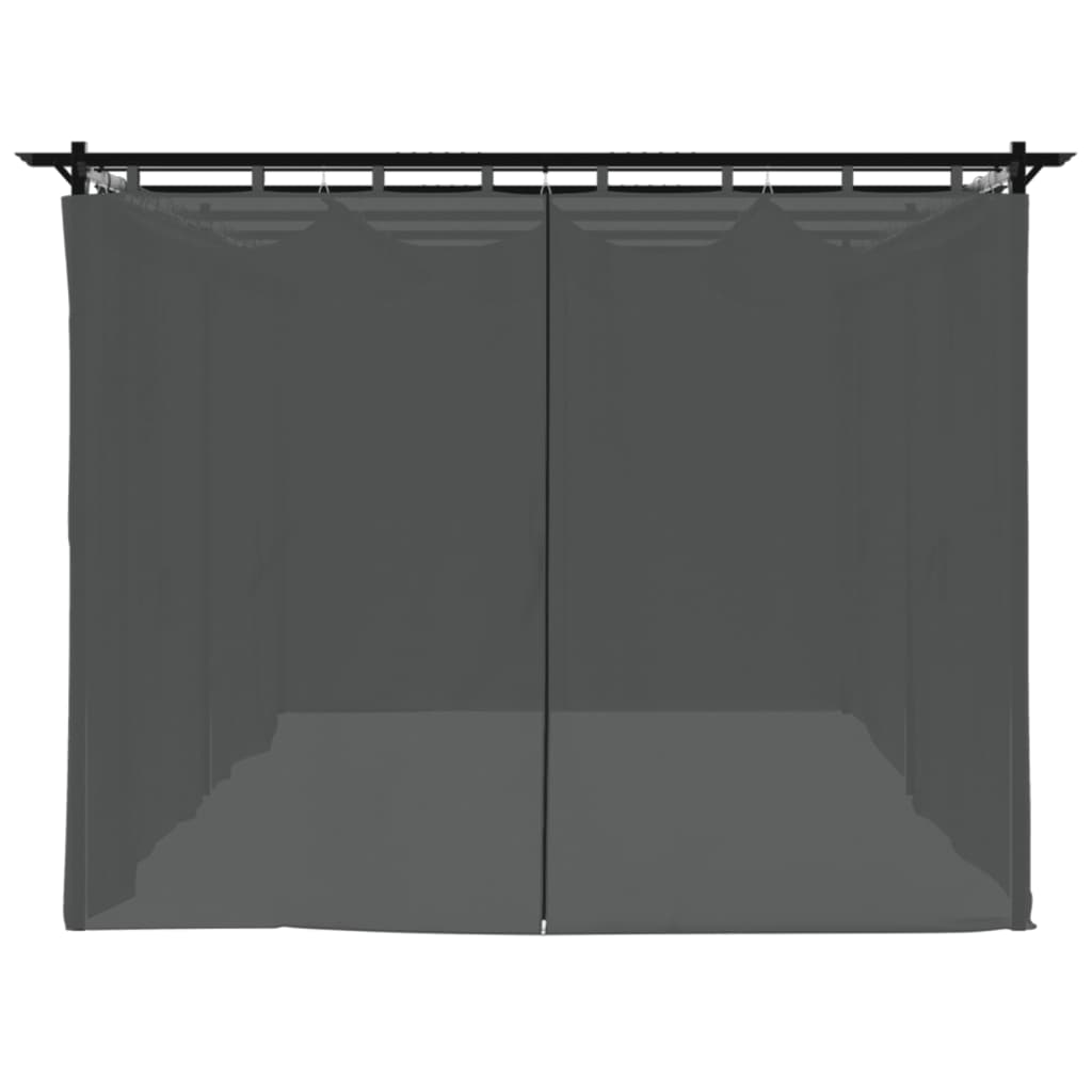 vidaXL Altana ogrodowa z zasłonami, antracytowa, 6x3 m, stal