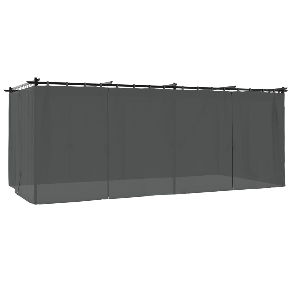 vidaXL Altana ogrodowa z zasłonami, antracytowa, 6x3 m, stal