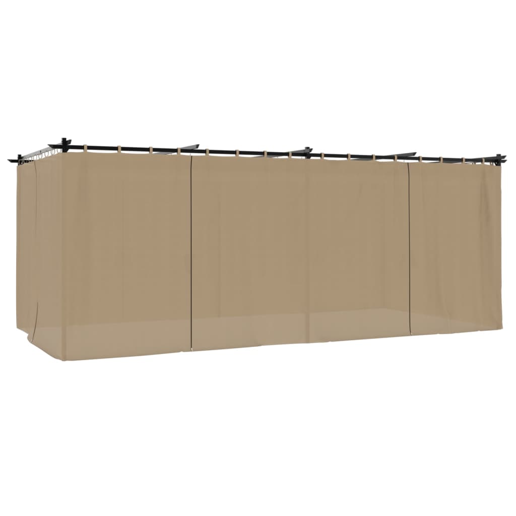 vidaXL Altana ogrodowa z zasłonami, kolor taupe, 6x3 m, stal