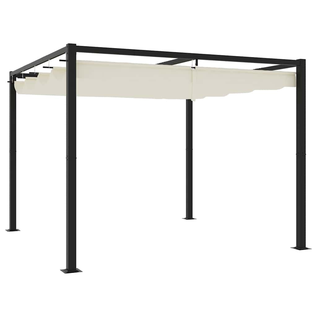 vidaXL Altana ogrodowa ze zwijanym dachem, kremowa, 3x3 m, stalowa