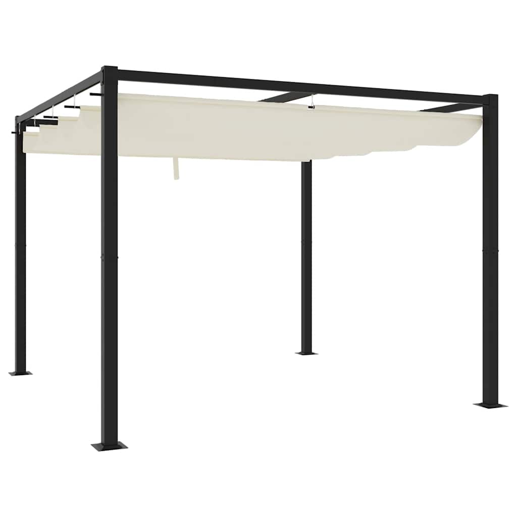 vidaXL Altana ogrodowa ze zwijanym dachem, kremowa, 3x3 m, stalowa