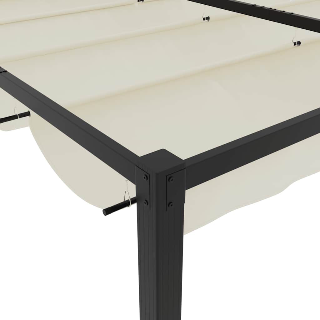 vidaXL Altana ogrodowa ze zwijanym dachem, kremowa, 3x3 m, stalowa