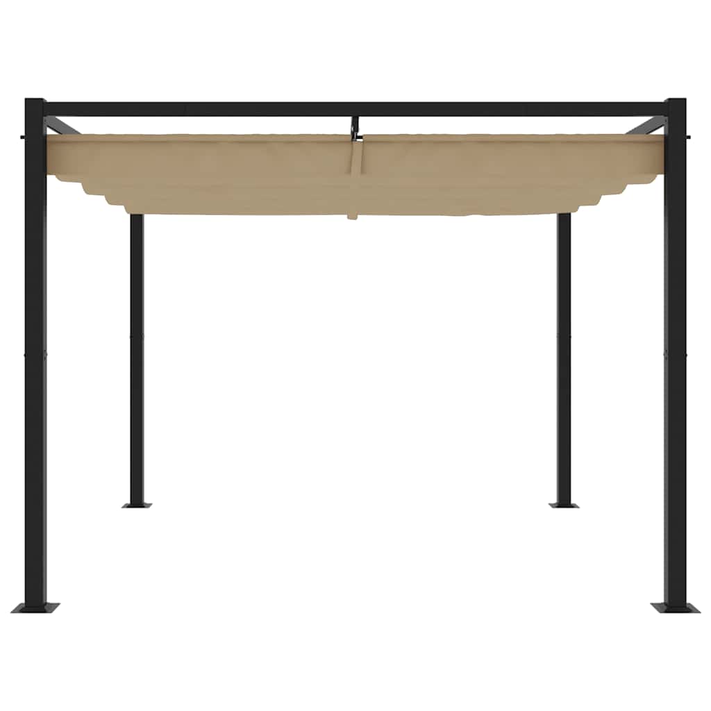 vidaXL Altana ogrodowa ze zwijanym dachem, taupe, 3x3 m, stalowa