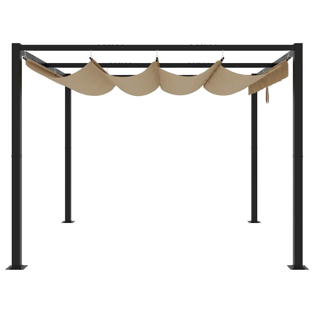 vidaXL Altana ogrodowa ze zwijanym dachem, taupe, 3x3 m, stalowa