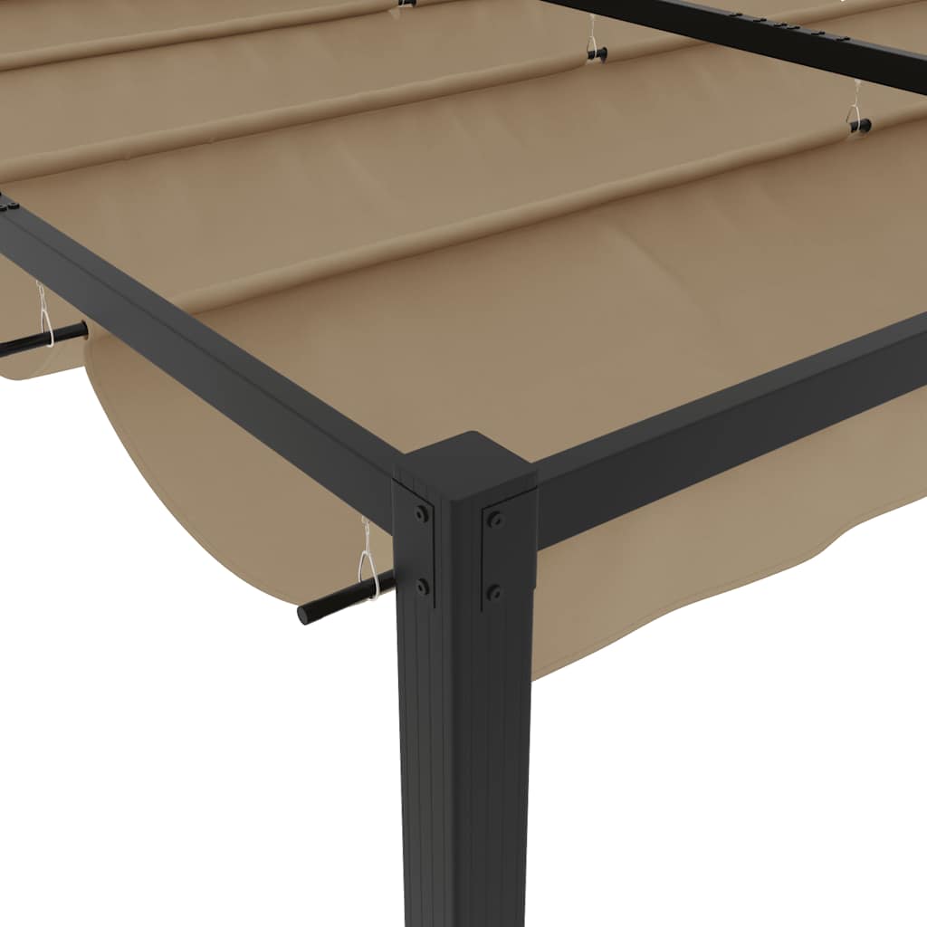 vidaXL Altana ogrodowa ze zwijanym dachem, taupe, 3x3 m, stalowa