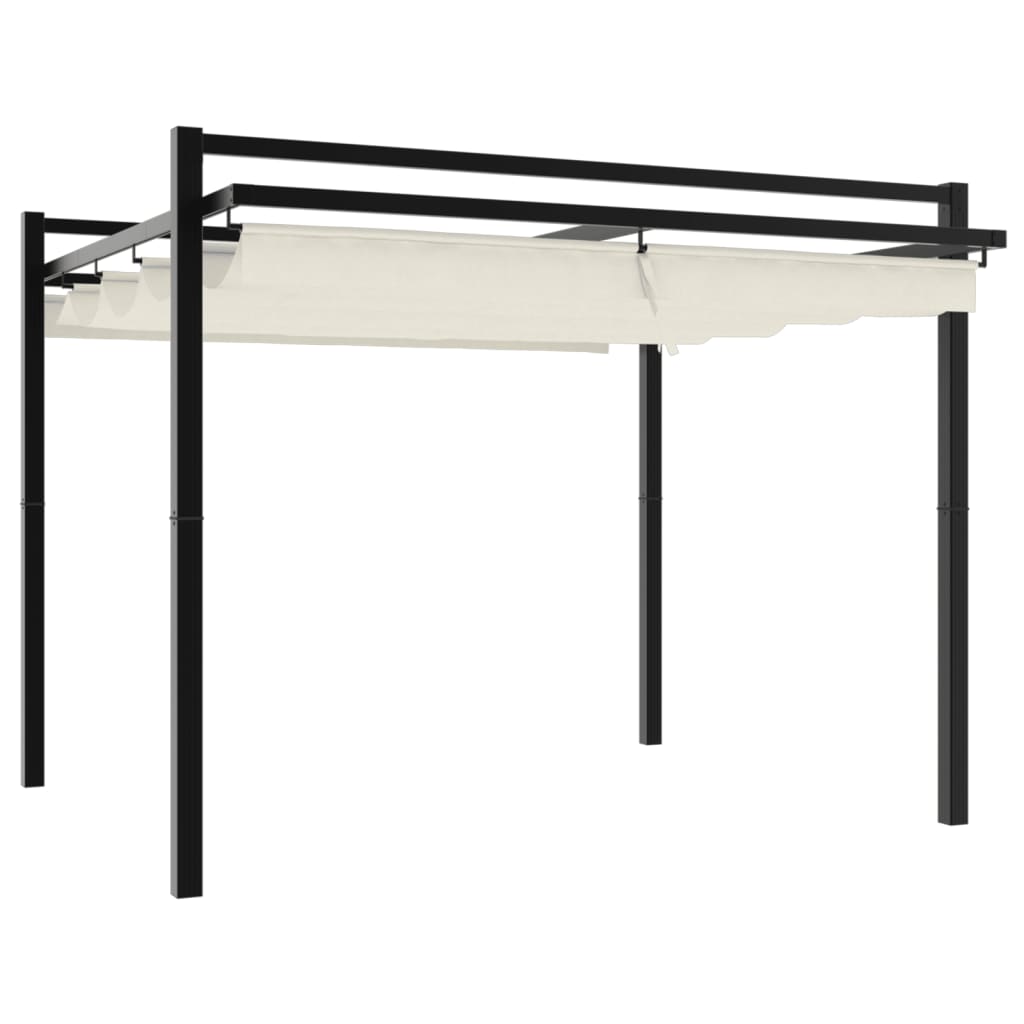 vidaXL Altana ogrodowa ze zwijanym dachem, kremowa, 3x3 m, aluminium