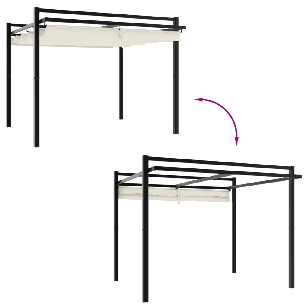 vidaXL Altana ogrodowa ze zwijanym dachem, kremowa, 3x3 m, aluminium