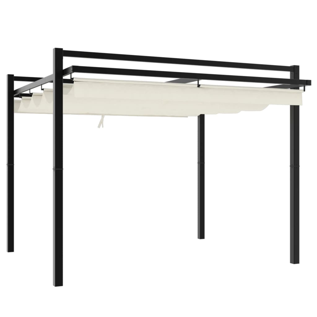 vidaXL Altana ogrodowa ze zwijanym dachem, kremowa, 3x3 m, aluminium