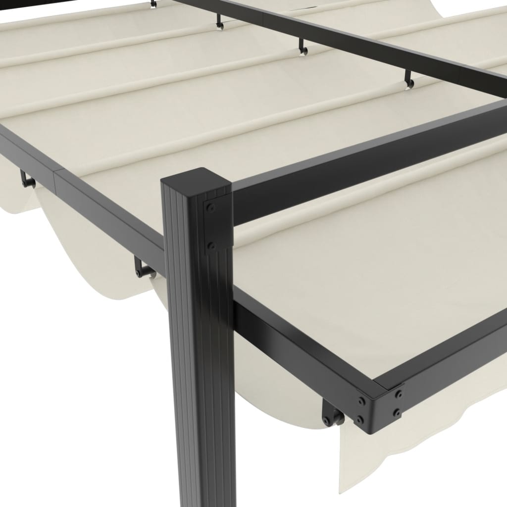 vidaXL Altana ogrodowa ze zwijanym dachem, kremowa, 3x3 m, aluminium
