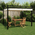 vidaXL Altana ogrodowa ze zwijanym dachem, kremowa, 3x3 m, aluminium