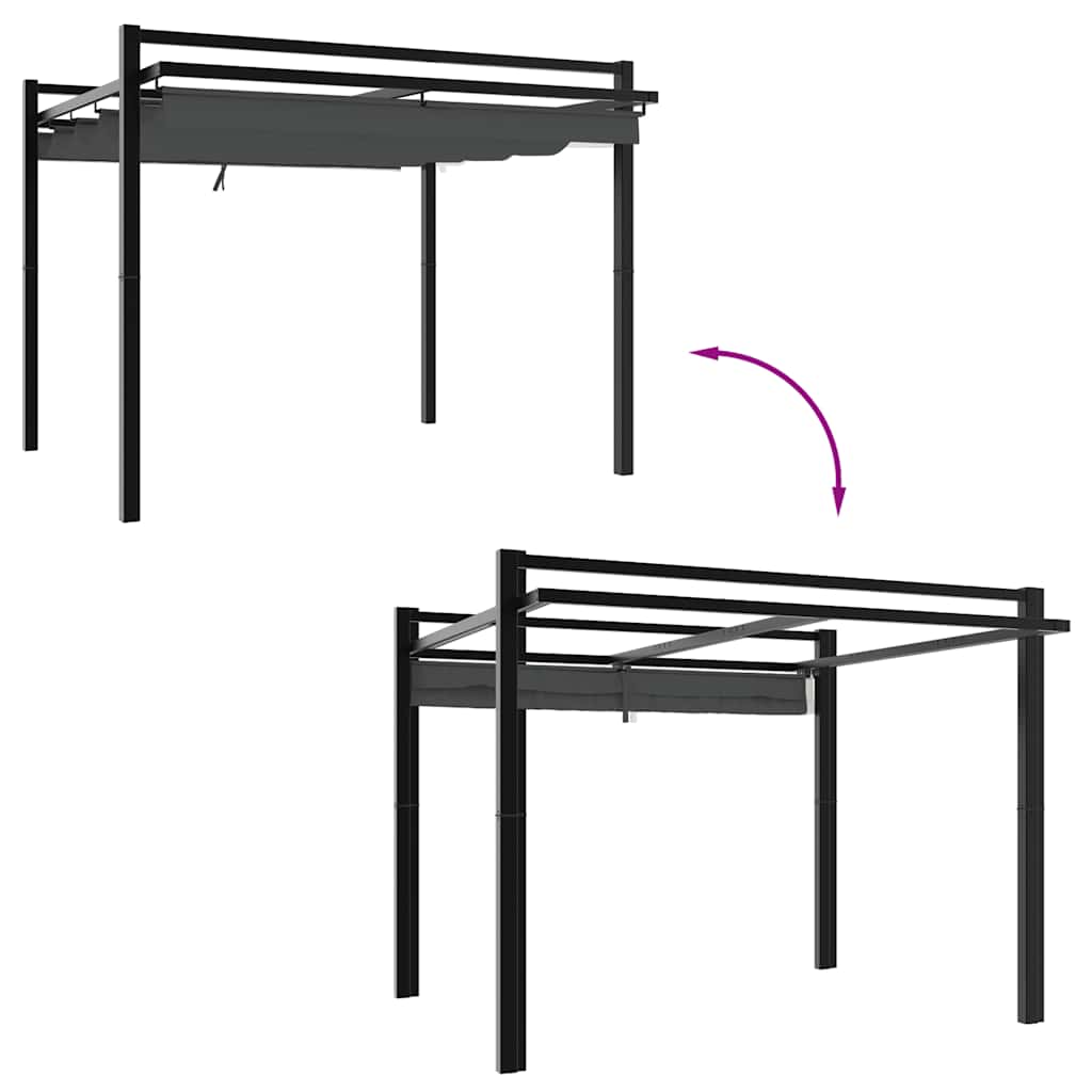 vidaXL Altana ogrodowa ze zwijanym dachem, antracytowa, 3x3 m