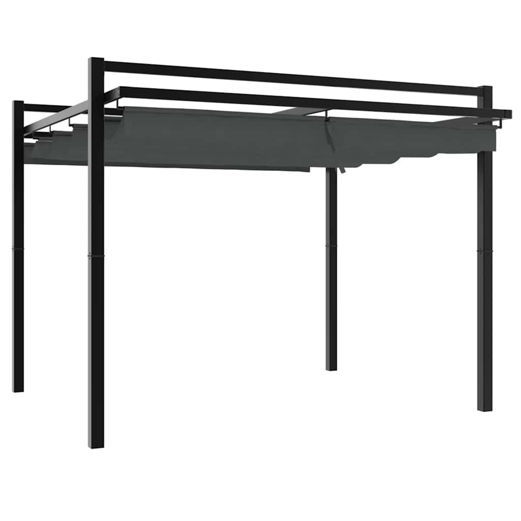 vidaXL Altana ogrodowa ze zwijanym dachem, antracytowa, 3x3 m
