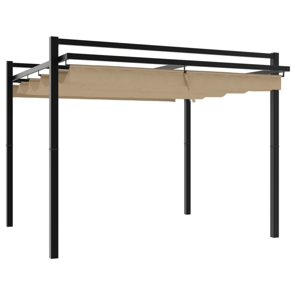 vidaXL Altana ogrodowa ze zwijanym dachem, taupe, 3x3 m, aluminium