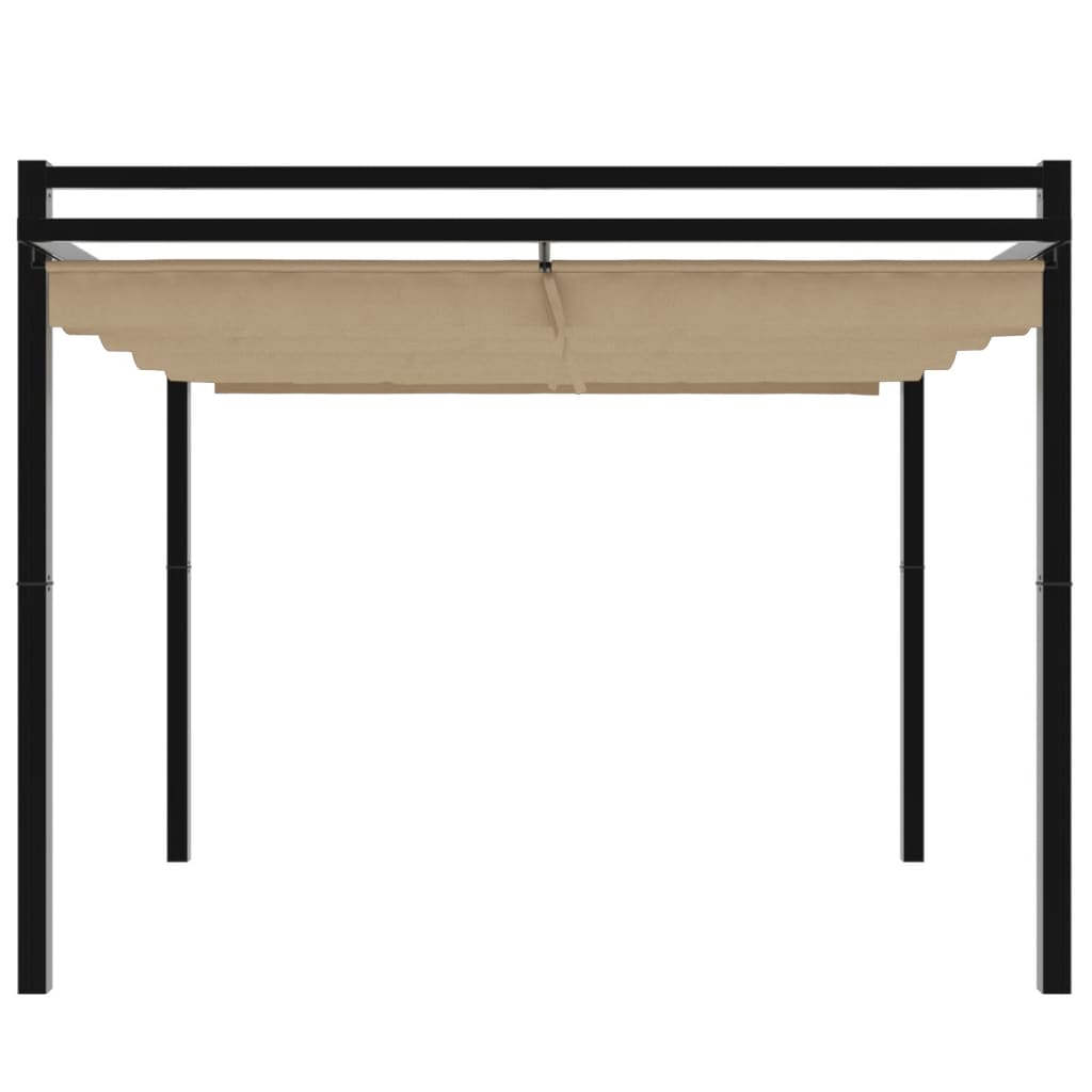vidaXL Altana ogrodowa ze zwijanym dachem, taupe, 3x3 m, aluminium