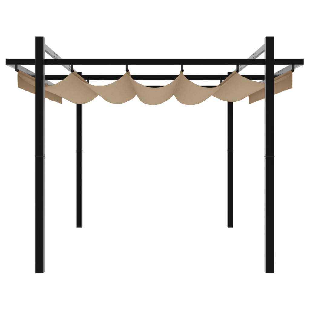 vidaXL Altana ogrodowa ze zwijanym dachem, taupe, 3x3 m, aluminium