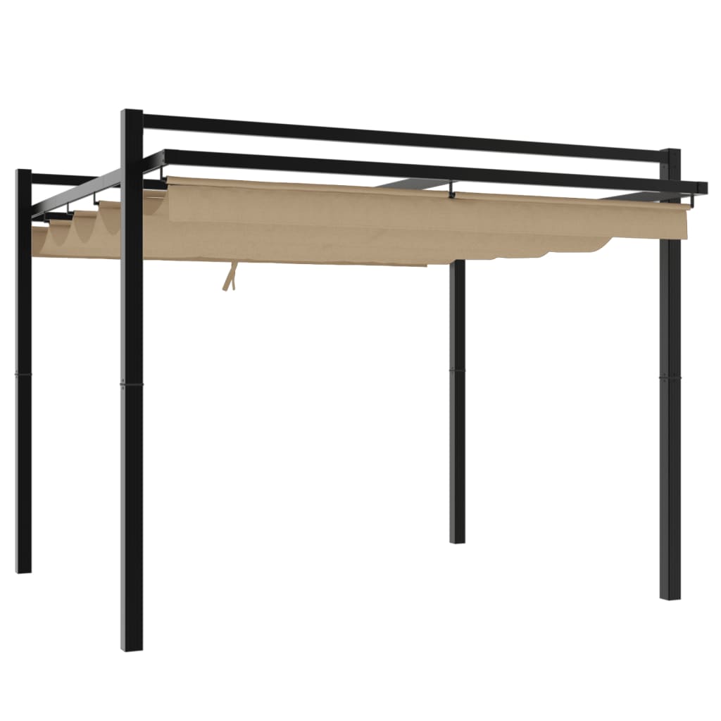 vidaXL Altana ogrodowa ze zwijanym dachem, taupe, 3x3 m, aluminium
