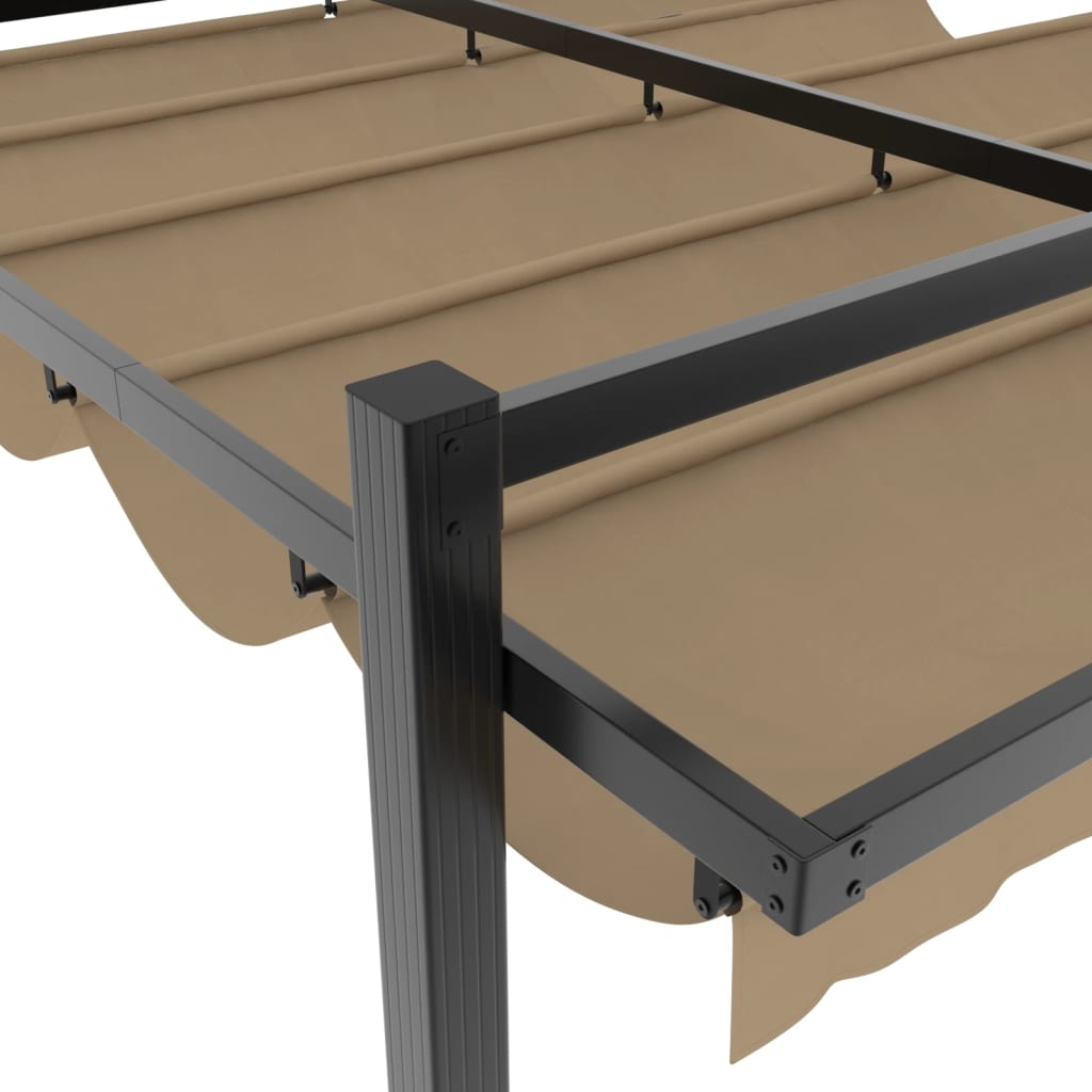 vidaXL Altana ogrodowa ze zwijanym dachem, taupe, 3x3 m, aluminium
