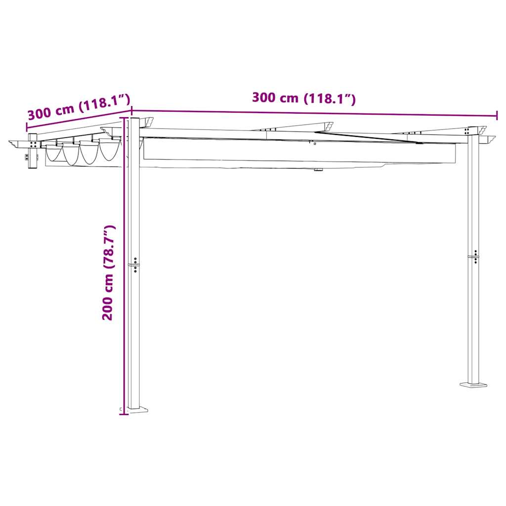 vidaXL Altana 300 x 300 x 200 cm kremowy Poliester