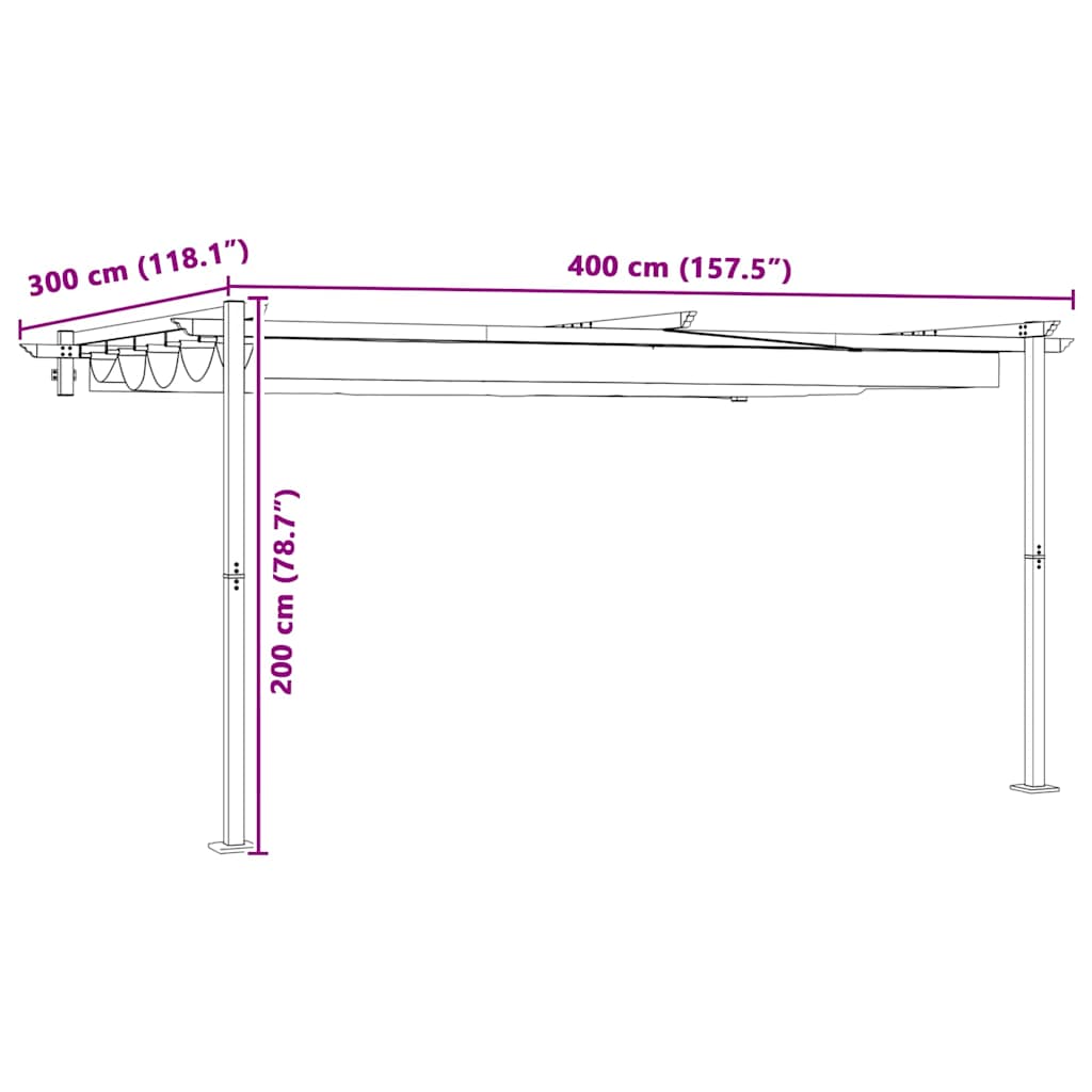 vidaXL Altana 400 x 300 x 200 cm kremowy Poliester