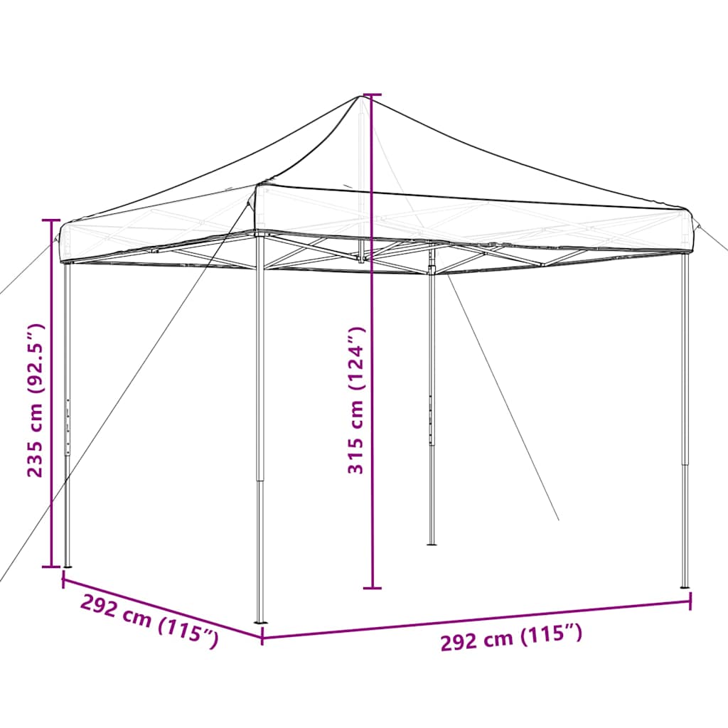 vidaXL Składany namiot imprezowy typu pop-up, terakota, 292x292x315 cm