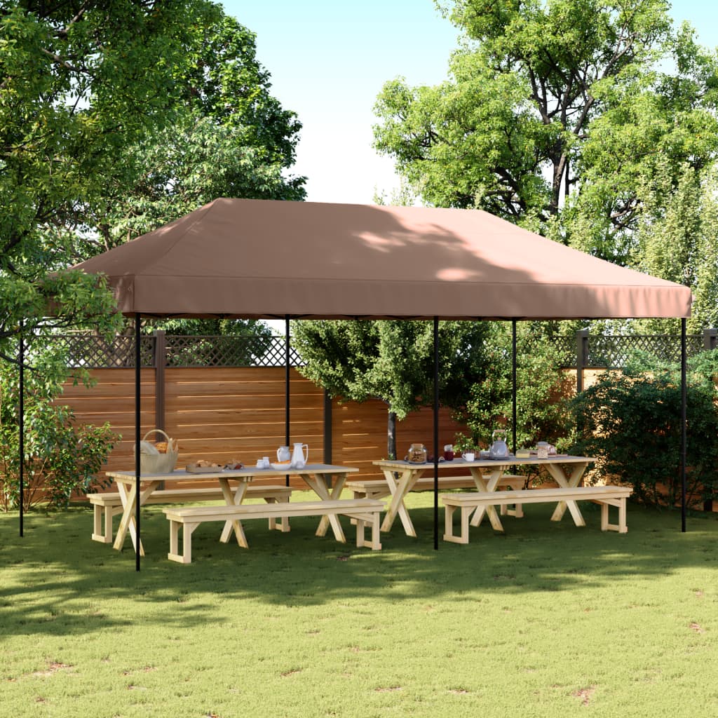 vidaXL Składany namiot imprezowy typu pop-up, brązowy, 580x292x315 cm