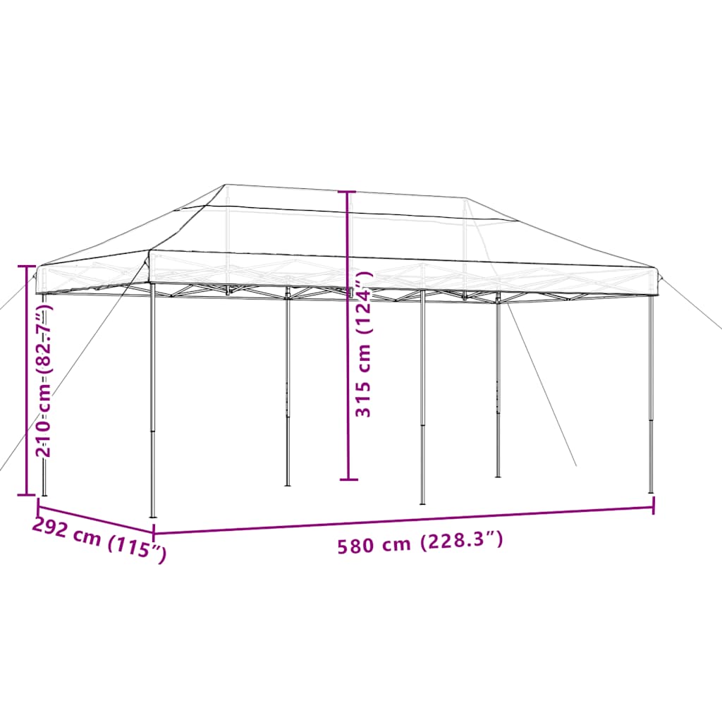 vidaXL Składany namiot imprezowy typu pop-up, czarny, 580x292x315 cm