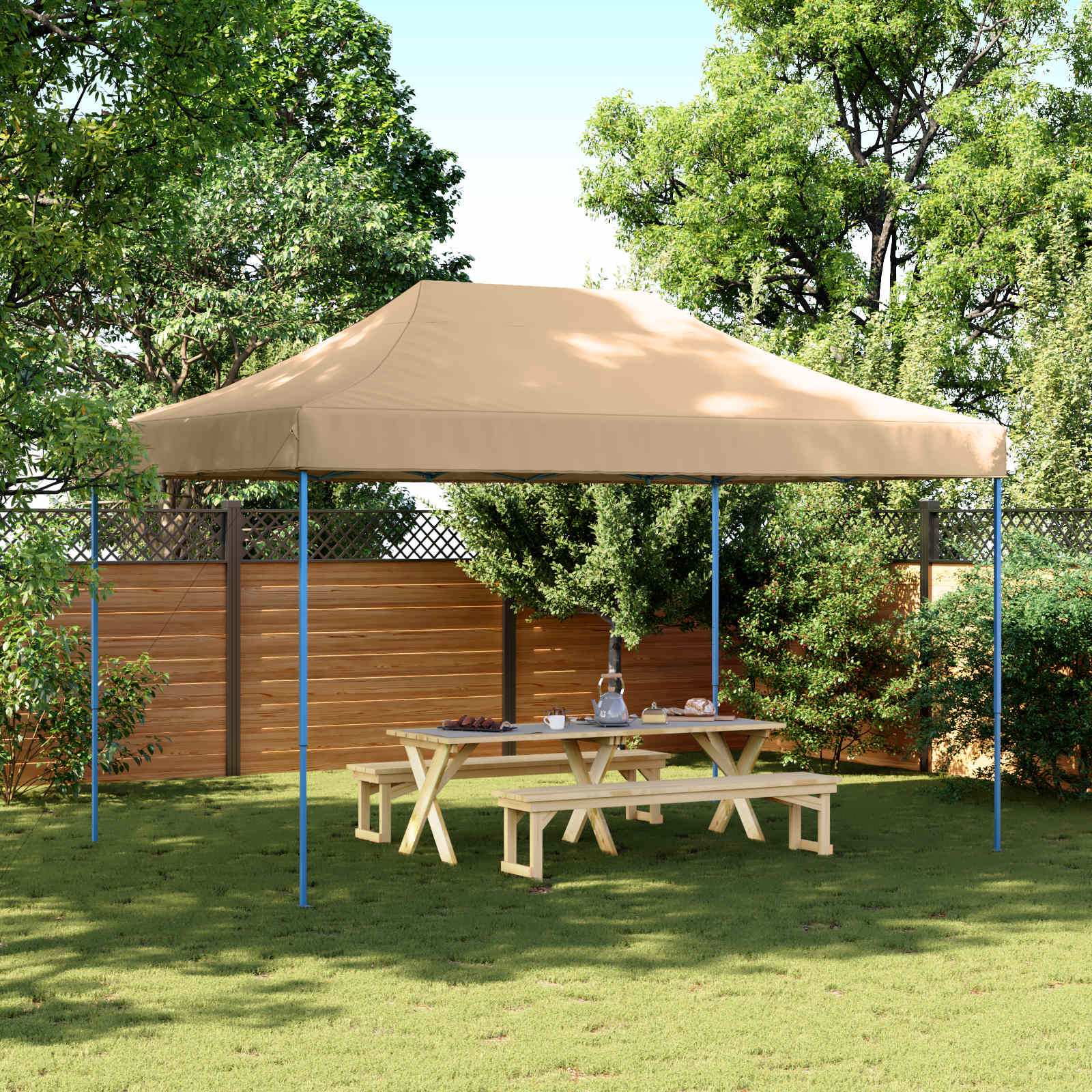 vidaXL Składany namiot imprezowy typu pop-up, beżowy, 440x292x315 cm