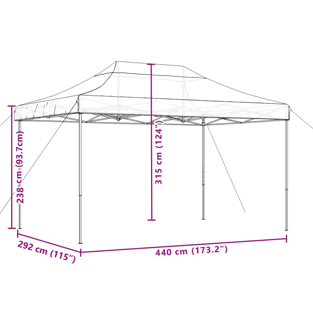 vidaXL Składany namiot imprezowy pop-up, pomarańczowy, 440x292x315 cm