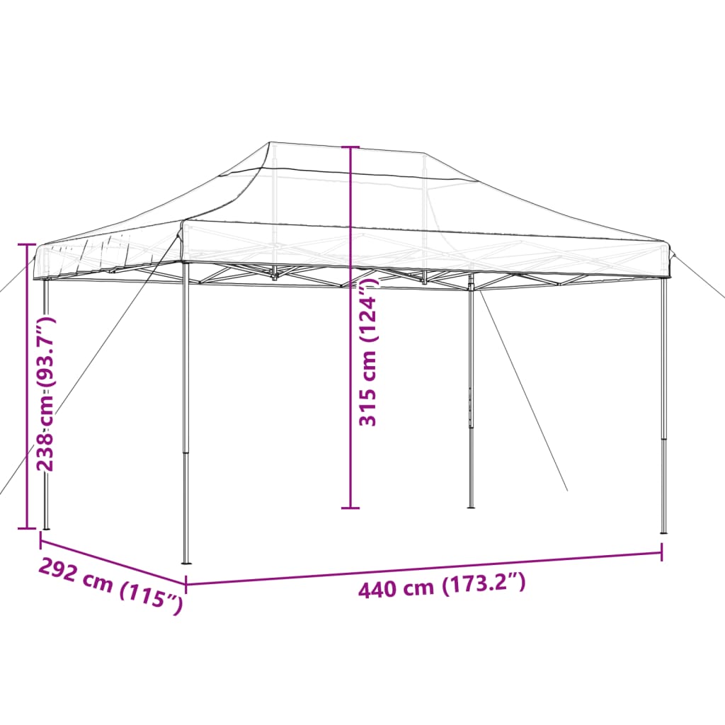 vidaXL Składany namiot imprezowy typu pop-up, brązowy, 440x292x315 cm