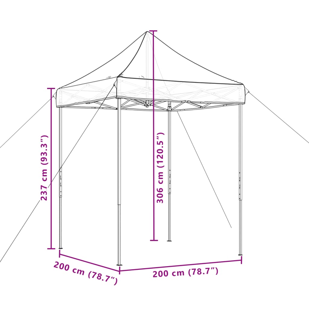 vidaXL Składany namiot imprezowy typu pop-up, beżowy, 200x200x306 cm