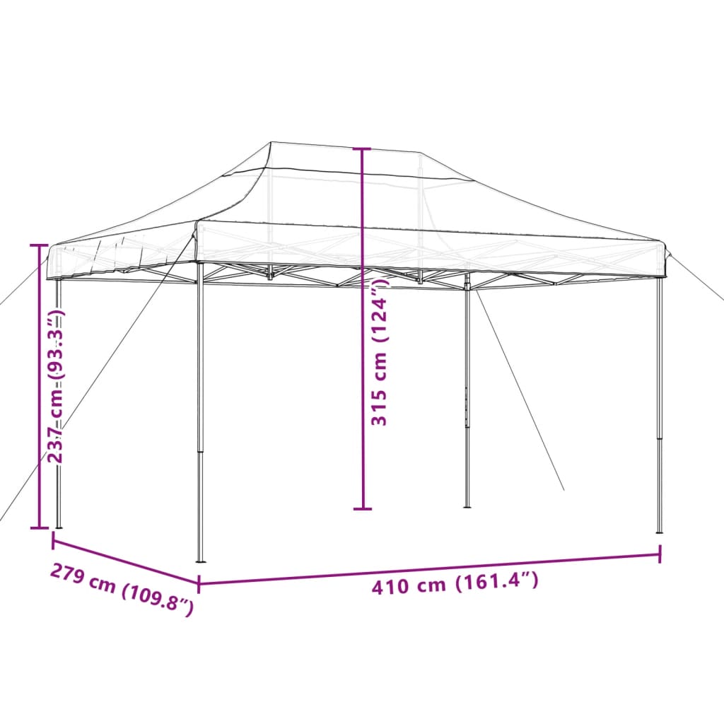 vidaXL Składany namiot imprezowy typu pop-up, taupe, 410x279x315 cm