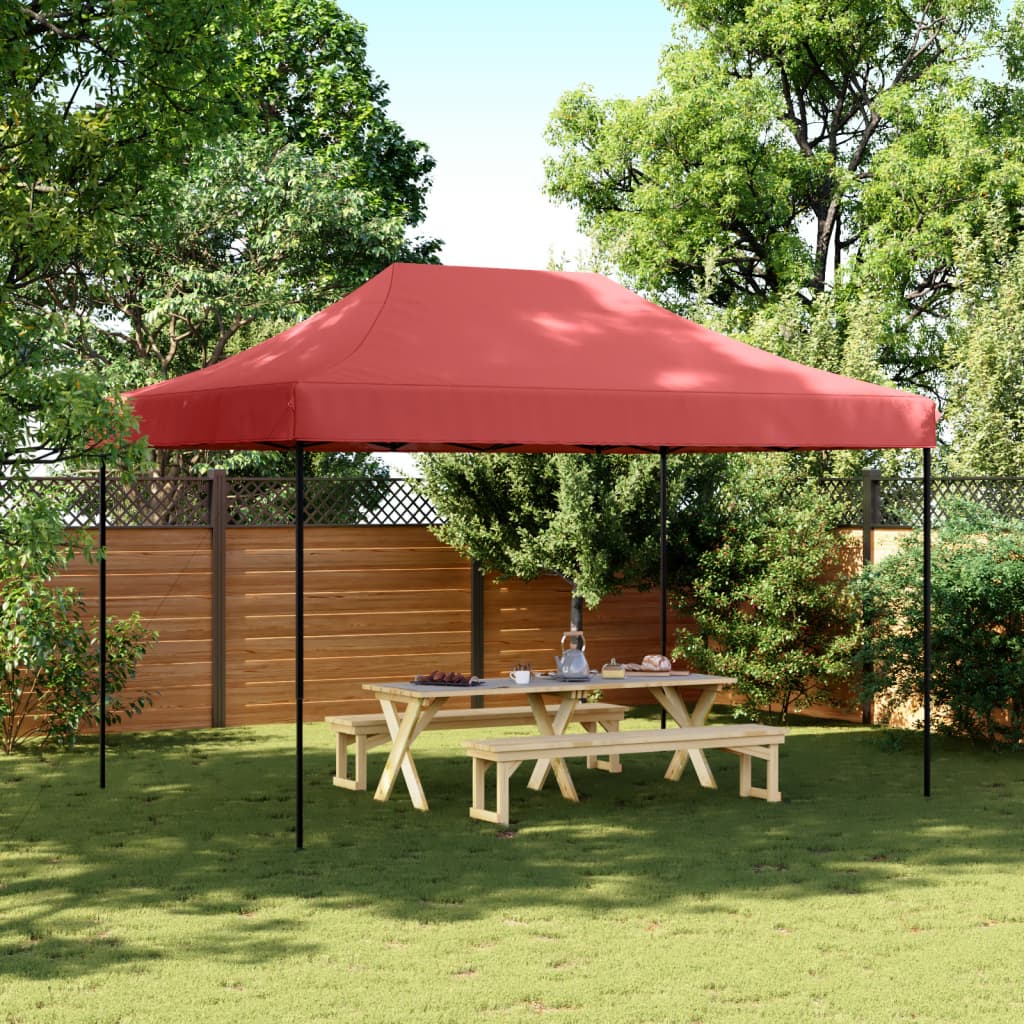 vidaXL Składany namiot imprezowy typu pop-up, burgund, 410x279x315 cm