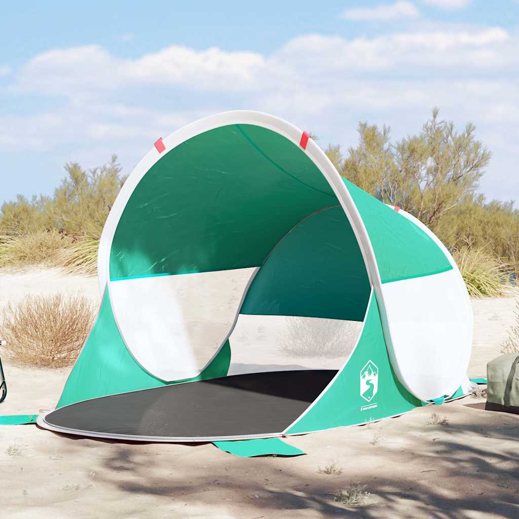 vidaXL Namiot plażowy typu pop-up, zielony, wodoszczelny