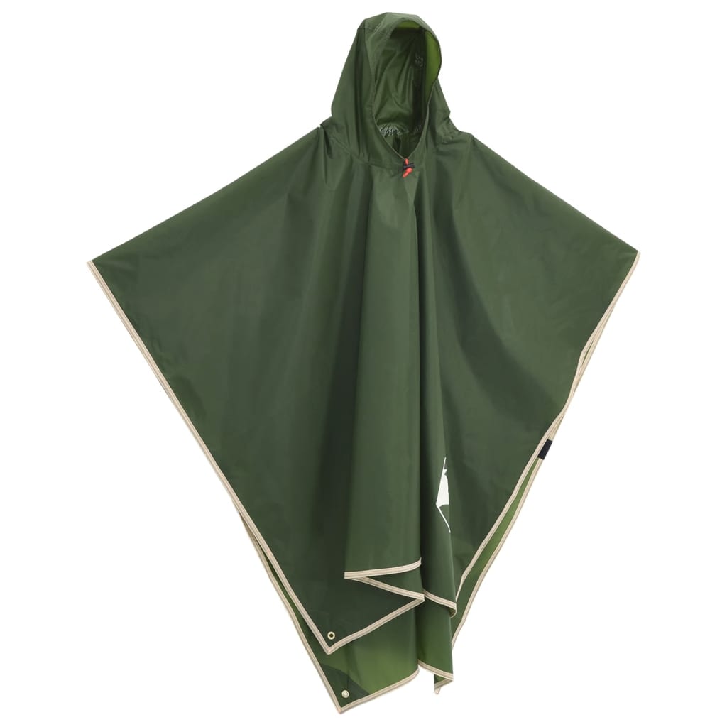 vidaXL Ponczo przeciwdeszczowe z kapturem, 2-w-1, zielone, 223x145 cm