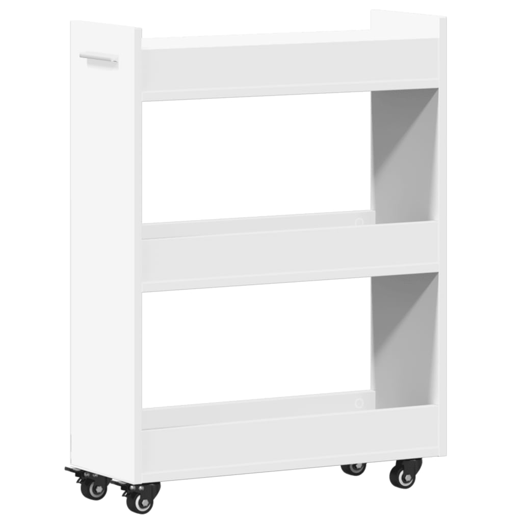 vidaXL Szafka na kółkach, biała, 60x22x79 cm, materiał drewnopochodny