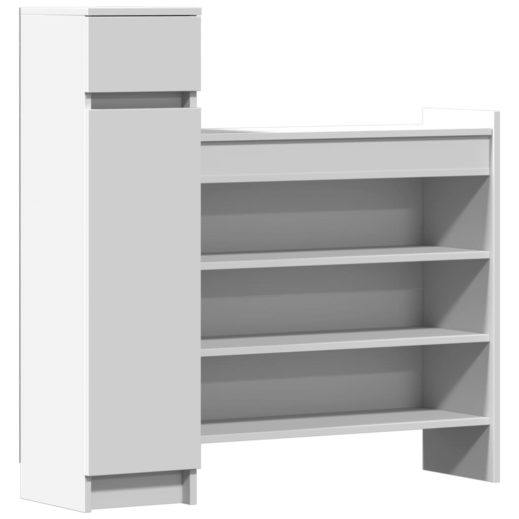 vidaXL Szafka na buty, biała, 100,5x28x100 cm, materiał drewnopochodny