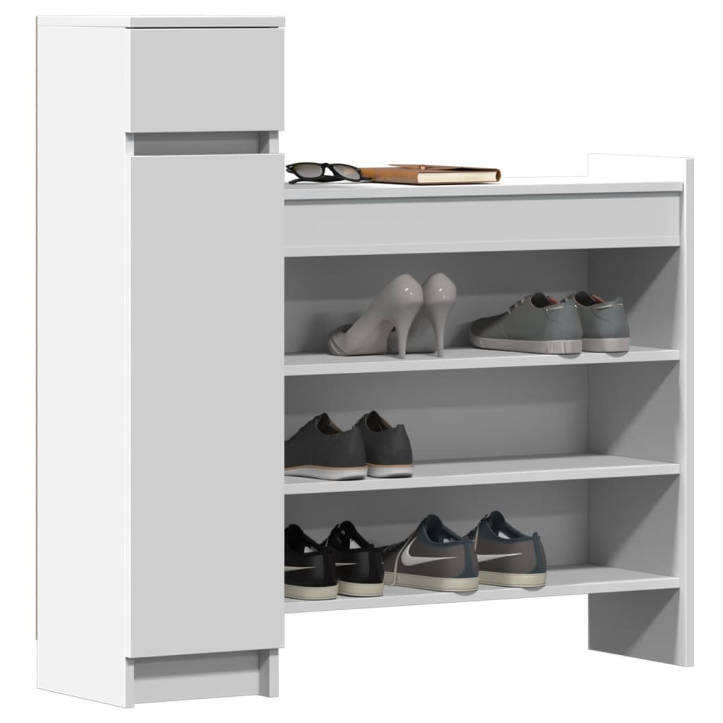 vidaXL Szafka na buty, biała, 100,5x28x100 cm, materiał drewnopochodny