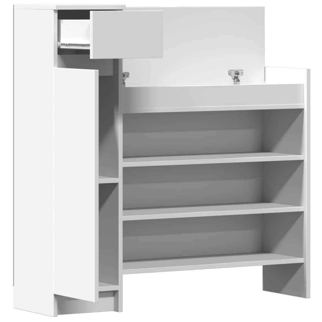 vidaXL Szafka na buty, biała, 100,5x28x100 cm, materiał drewnopochodny