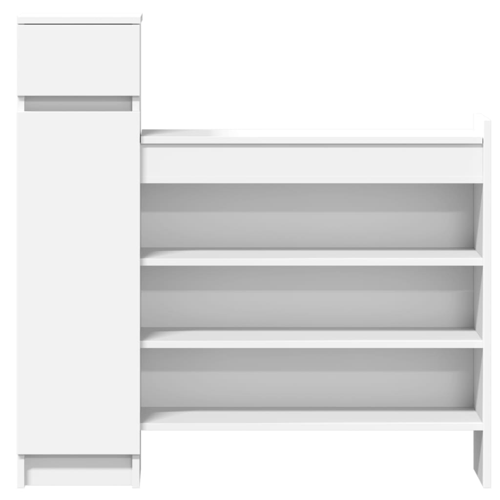 vidaXL Szafka na buty, biała, 100,5x28x100 cm, materiał drewnopochodny