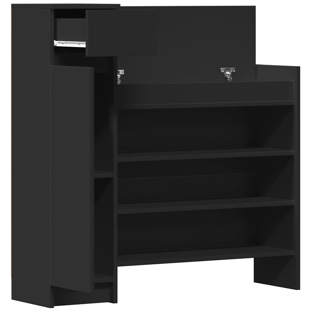 vidaXL Szafka na buty, czarna, 100,5x28x100cm, materiał drewnopochodny