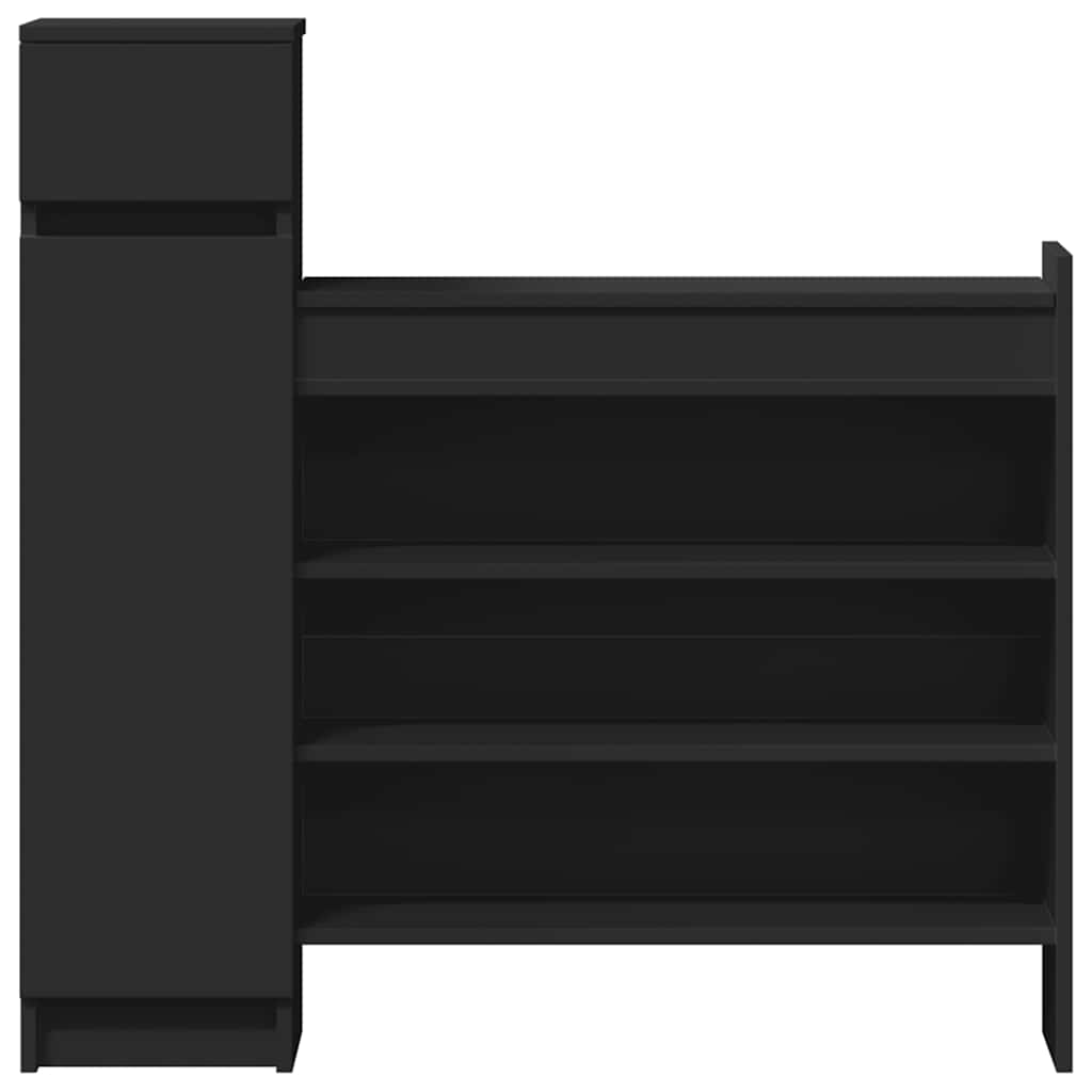 vidaXL Szafka na buty, czarna, 100,5x28x100cm, materiał drewnopochodny