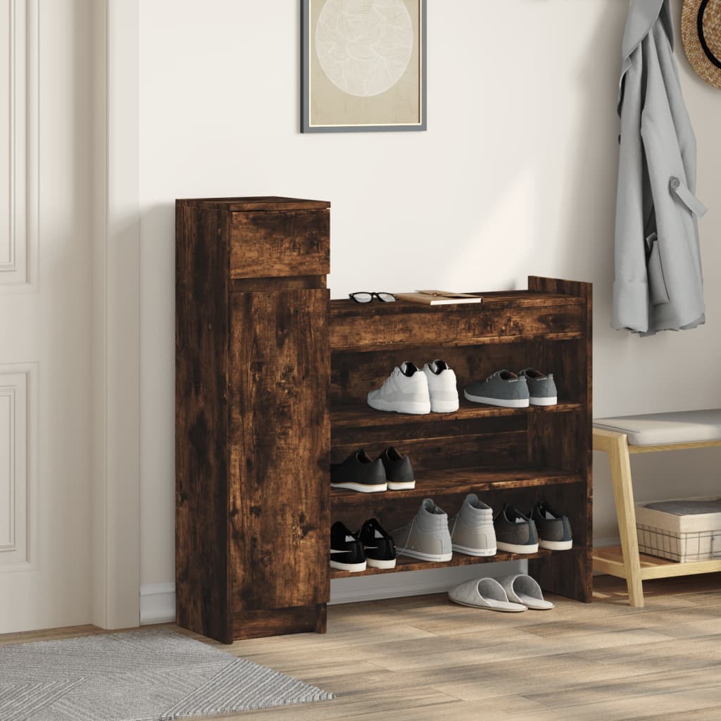 vidaXL Szafka na buty, przydymiony dąb, 100,5x28x100 cm