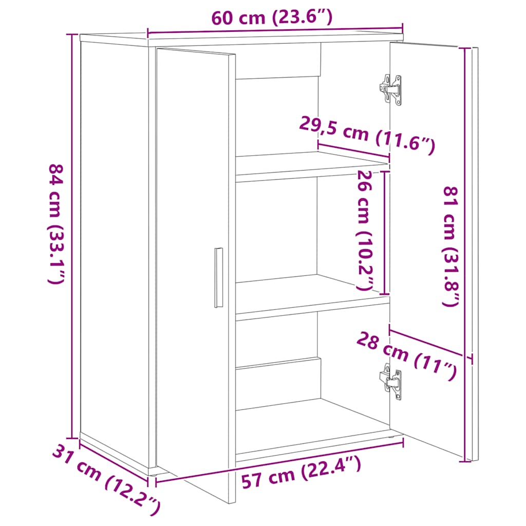 vidaXL Szafka, biała, 60x31x84 cm, materiał drewnopochodny