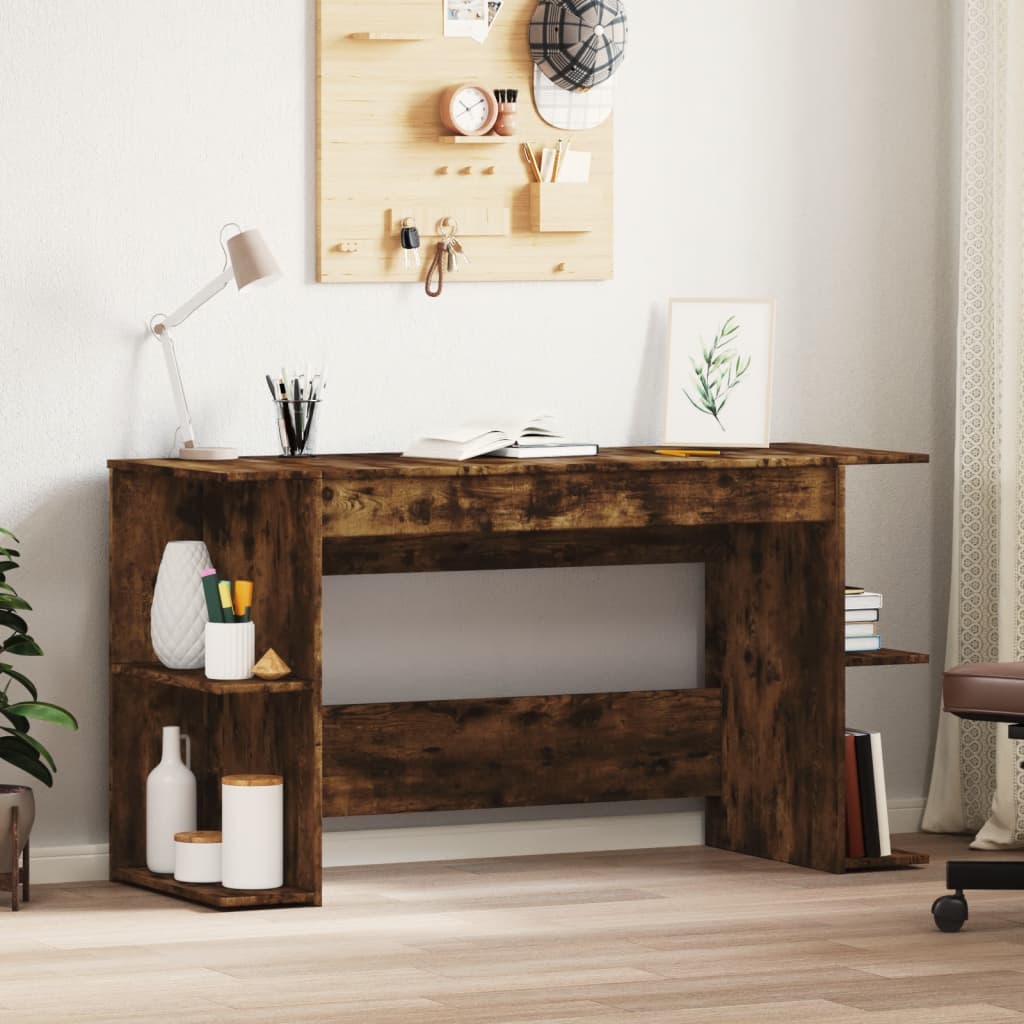 vidaXL Biurko, przydymiony dąb, 140x50x75 cm, materiał drewnopochodny