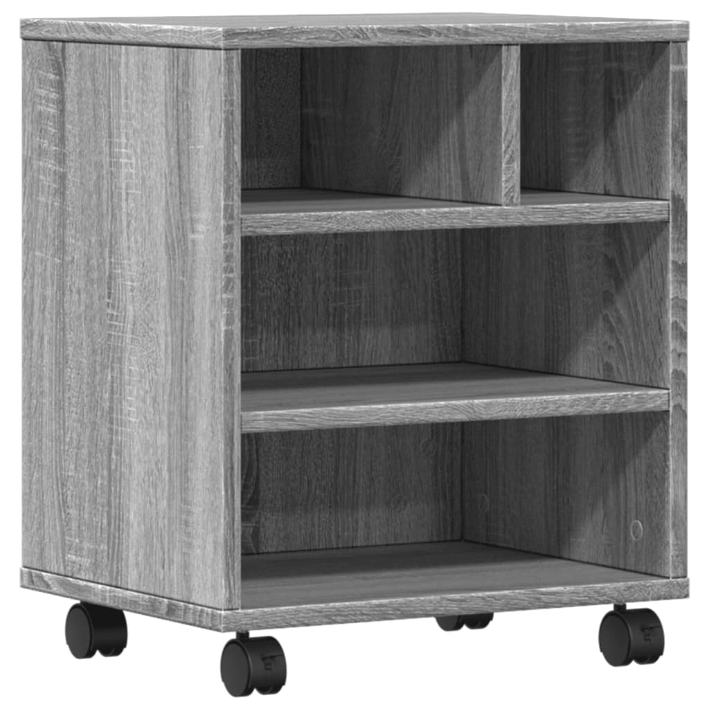 vidaXL Stojak pod drukarkę, z kółkami, szary dąb sonoma, 41x32x48 cm