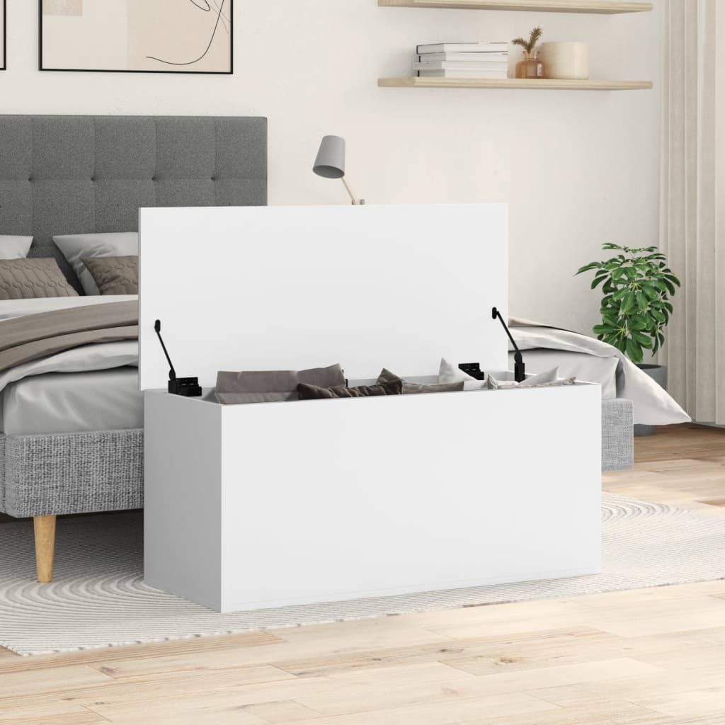 vidaXL Skrzynia, biała, 100x42x46 cm, materiał drewnopochodny
