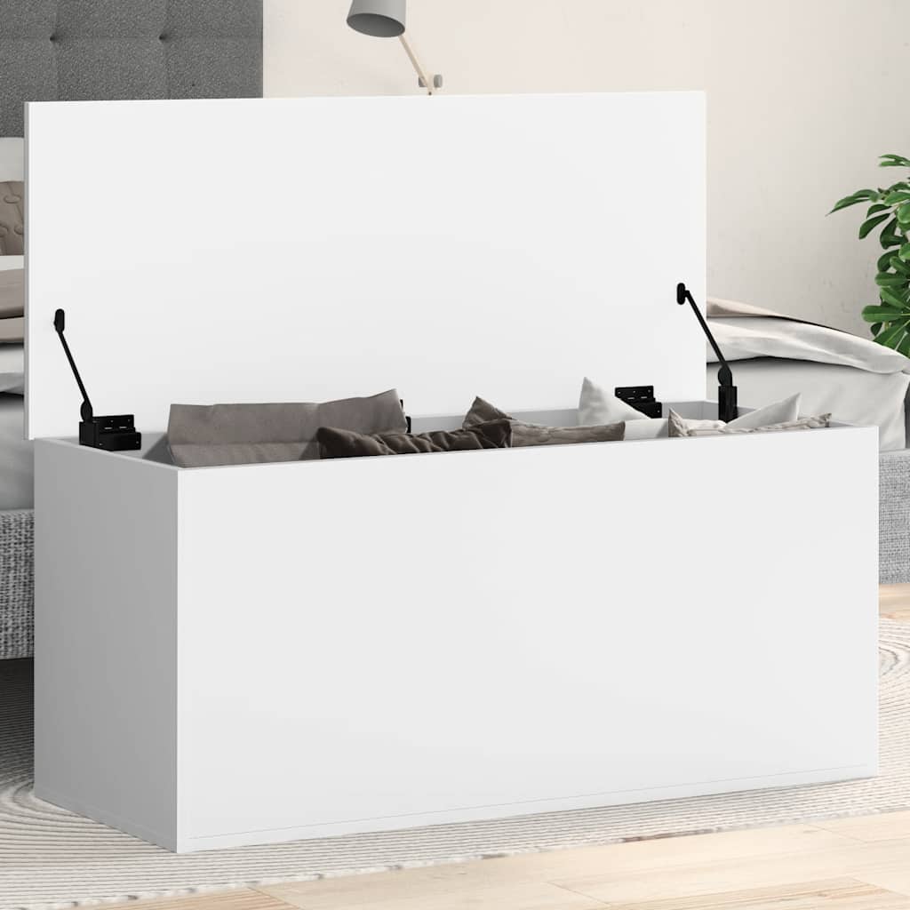vidaXL Skrzynia, biała, 100x42x46 cm, materiał drewnopochodny